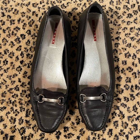 Prada Sport Linea Rossa Vintage Loafer Ballet Flat with metal bar Size 37.5 - Picture 2 of 8